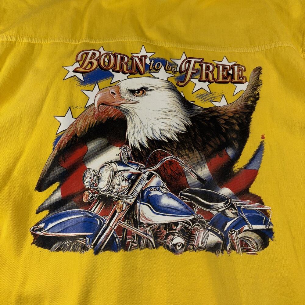 Born Free motorcycle Rally Sleeveless Button Up Yellow XL